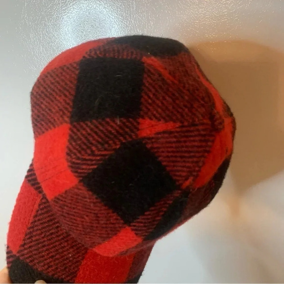 Vintage Dry Ice Black Red Plaid Wool Hat Lined - Picture 10 of 10